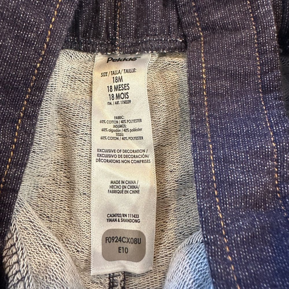 Pekkle Baby Boy Blue Denim Sailboat Pocket Shortall Overall Size 18M - Picture 5 of 5